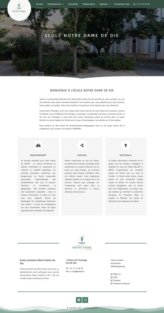 Site Web Ecole Privée Catholique Notre Dame de Die
